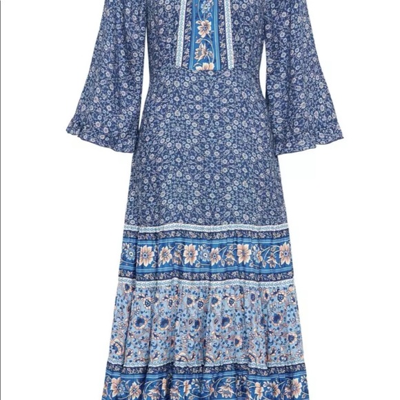 Blue Floral Square-Neck Women’s Dress - Picture 6 of 10